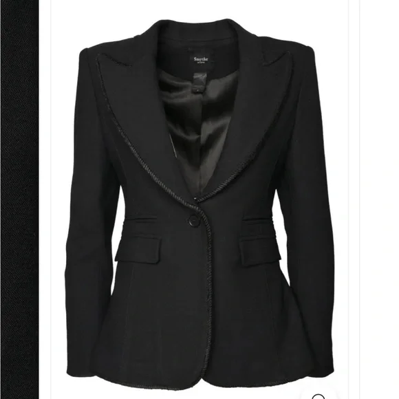 Smythe Black One Button Blazer les vestes size 2 long shawl coller blazer - Picture 1 of 13